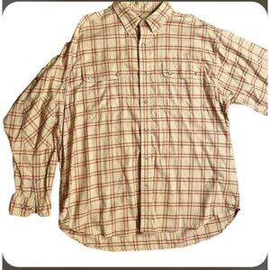 WILLIS & GEIGER Heavy Duty ELBOW PATCH Plaid Ranch Work Field Mens XL Shirt